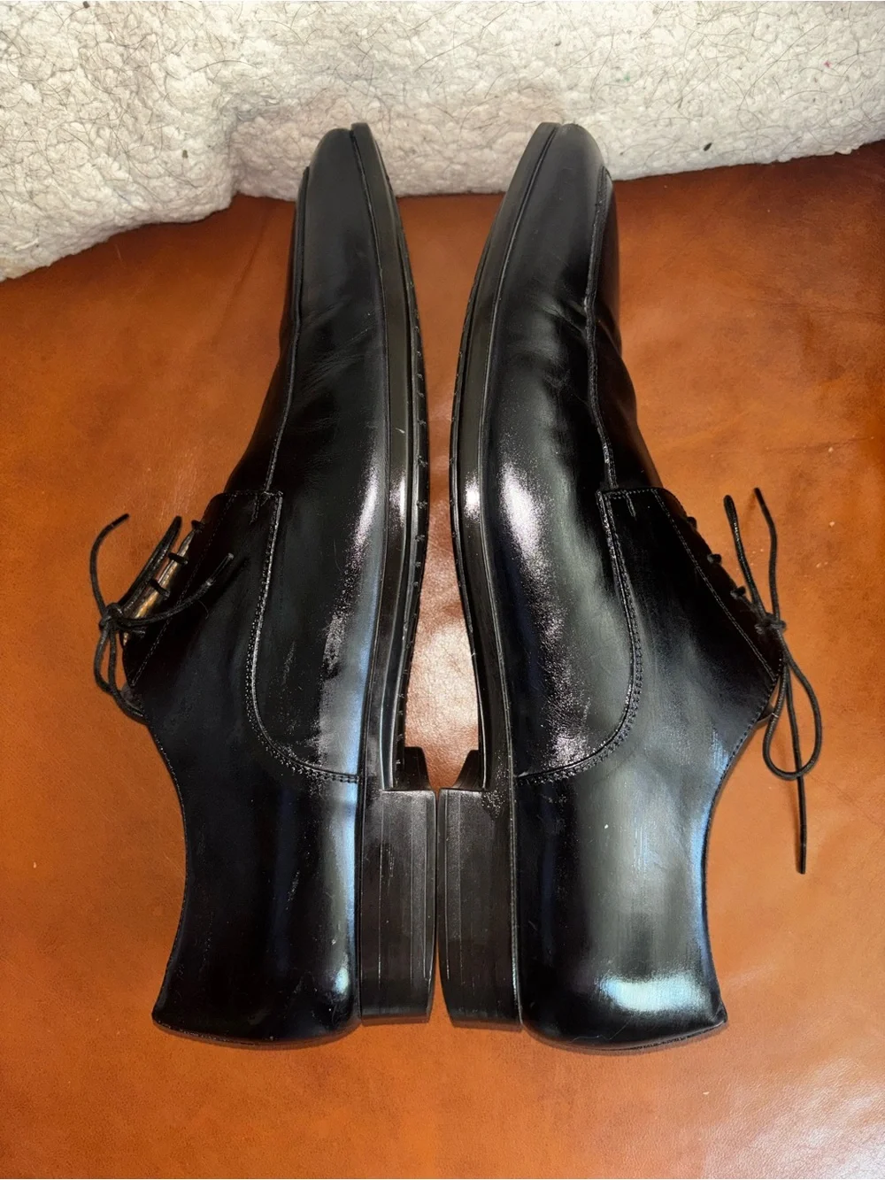 Santoni Black Leather Square Toe Derby Dress Shoes Men’s US 10 Made Italy